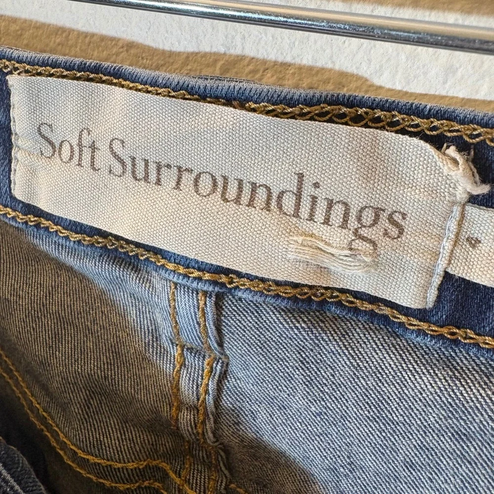 Soft Surroundings‎ Asymmetric Raw Hem Ankle Distressed Jeans Size 4